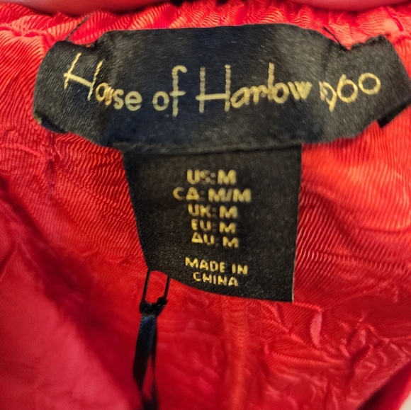 NWT House Of Harlow Wideleg Red Textured Flowy Pants Size Medium Stretch Waist - Picture 4 of 14